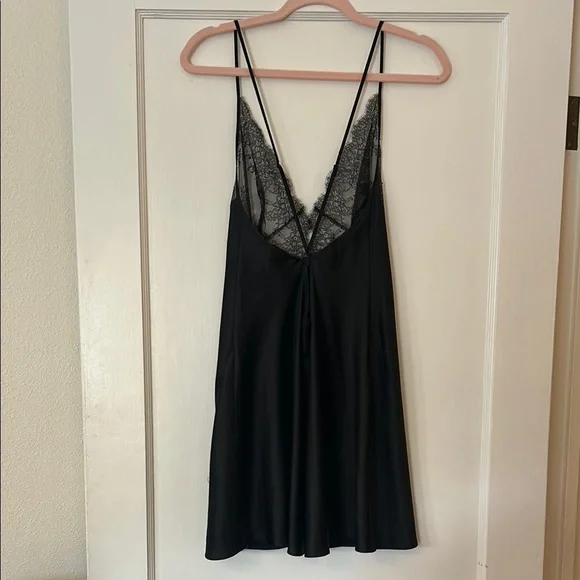 Victoria's Secret Black Silky Lace Slip